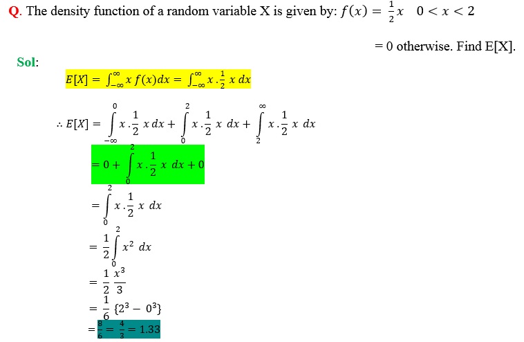 expectation of continuous random variable X