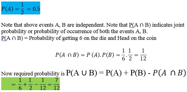 tossing coin and dice together in probability