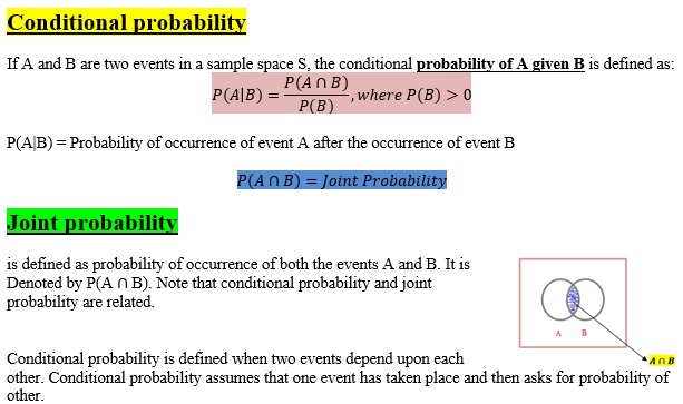 joint and conditional probabilities