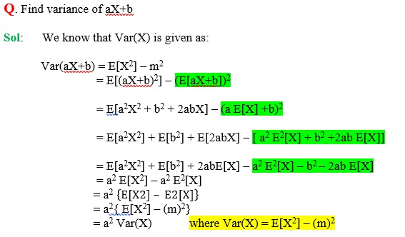 find variance of aX+b