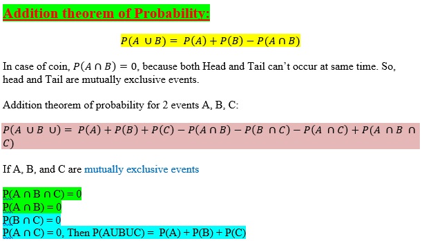 addition theorem of probability
