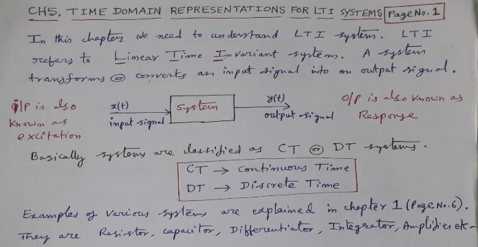 Time domain representations for LTI systems