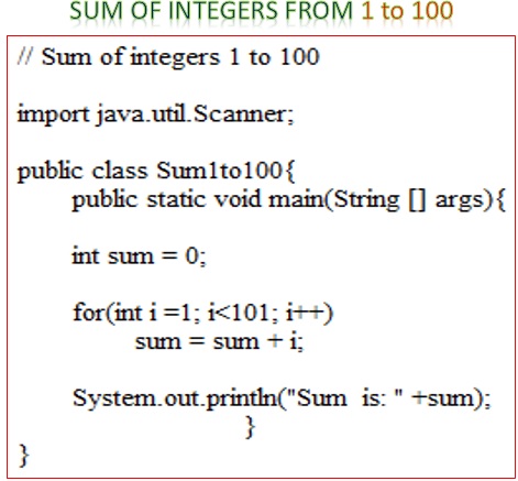sum of integers from 1 to 100