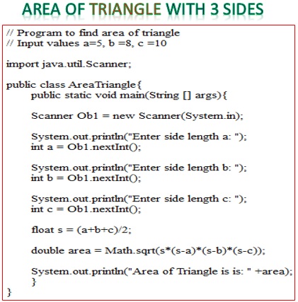 area of triangle with 3 sides