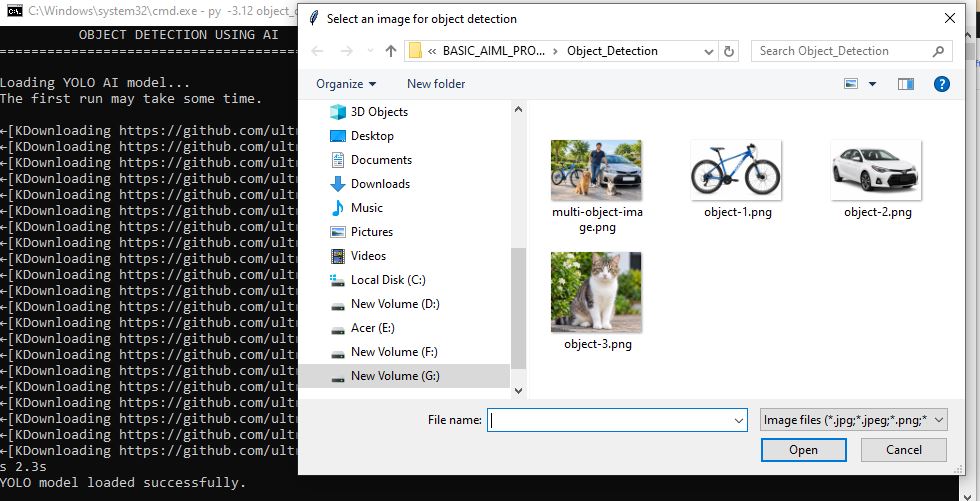 Command Prompt opened directly in the Object Detection project folder