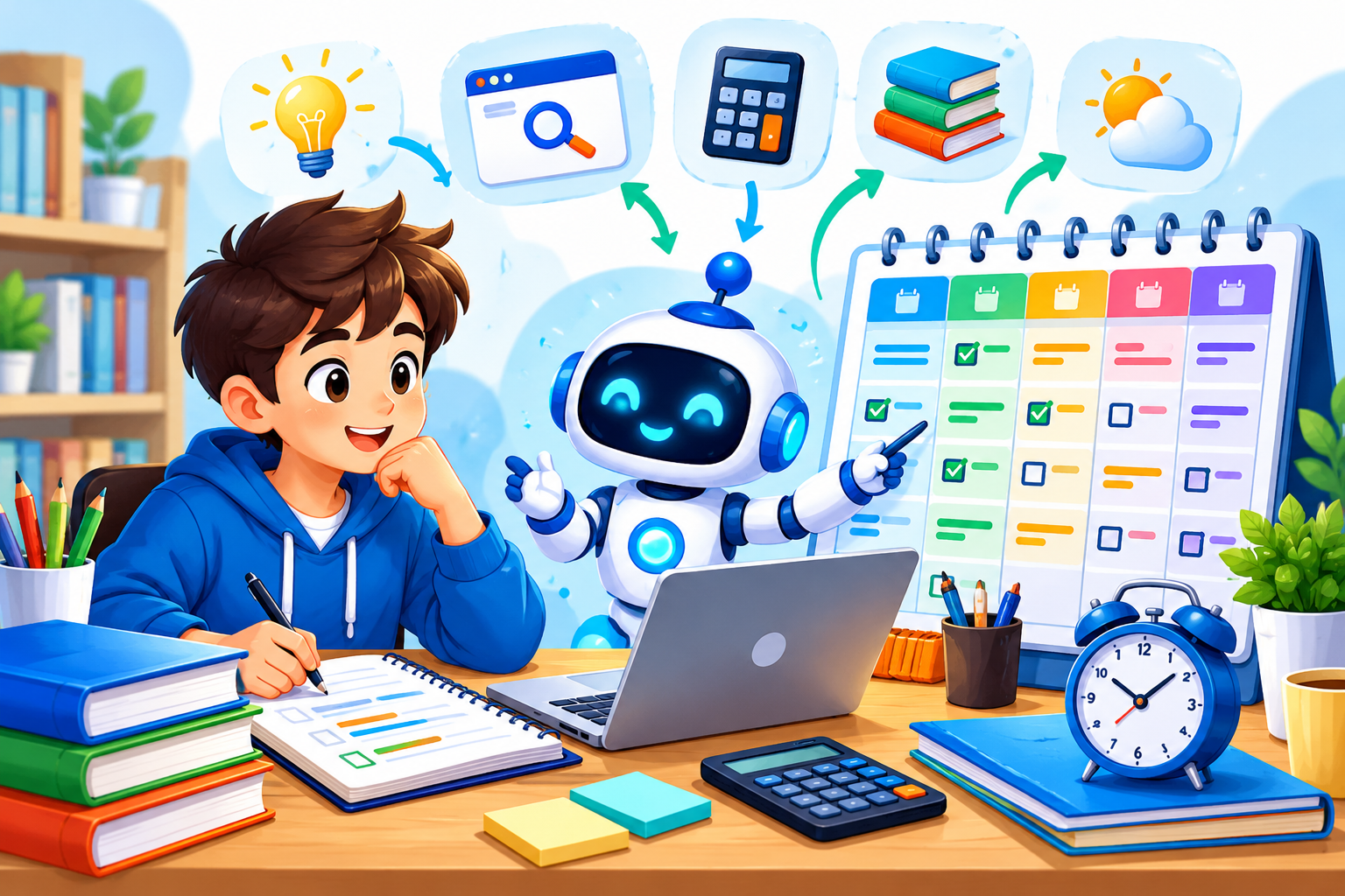 Student using an AI agent to organize exam preparation with tools